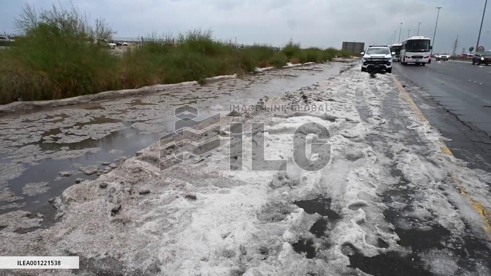 Kuwait hit by rare hailstorm