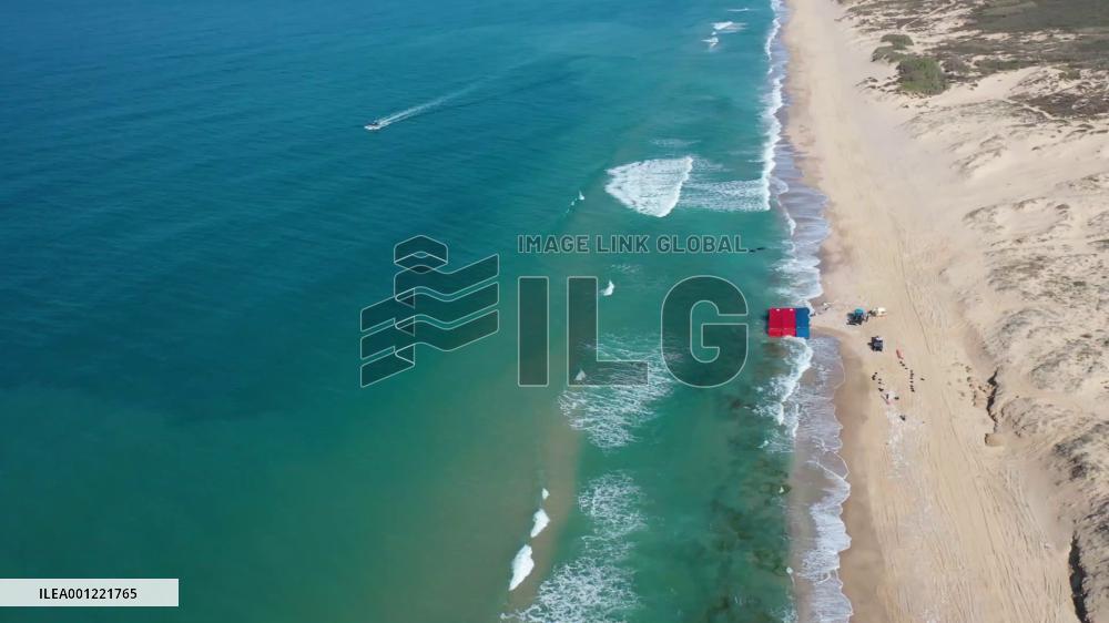 Containers washed up to beach in southern Israel after storm