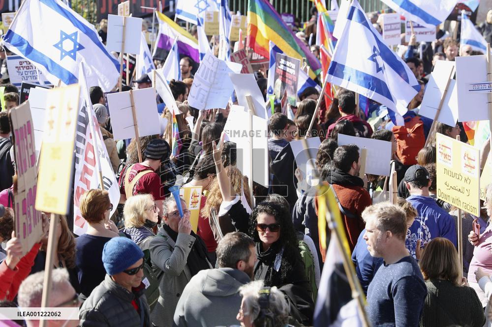 Rally against Netanyahu's return to power