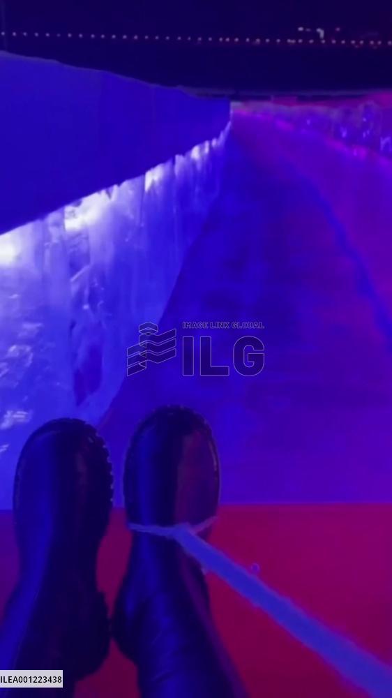 First-person view: gliding down 500-meter-long ice slide