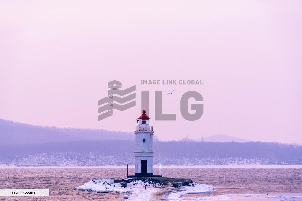 RUSSIA-VLADIVOSTOK-SUNRISE OVER LIGHTHOUSE