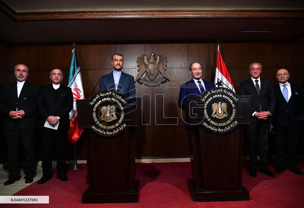 SYRIA-DAMASCUS-IRAN-FMS-PRESS CONFERENCE