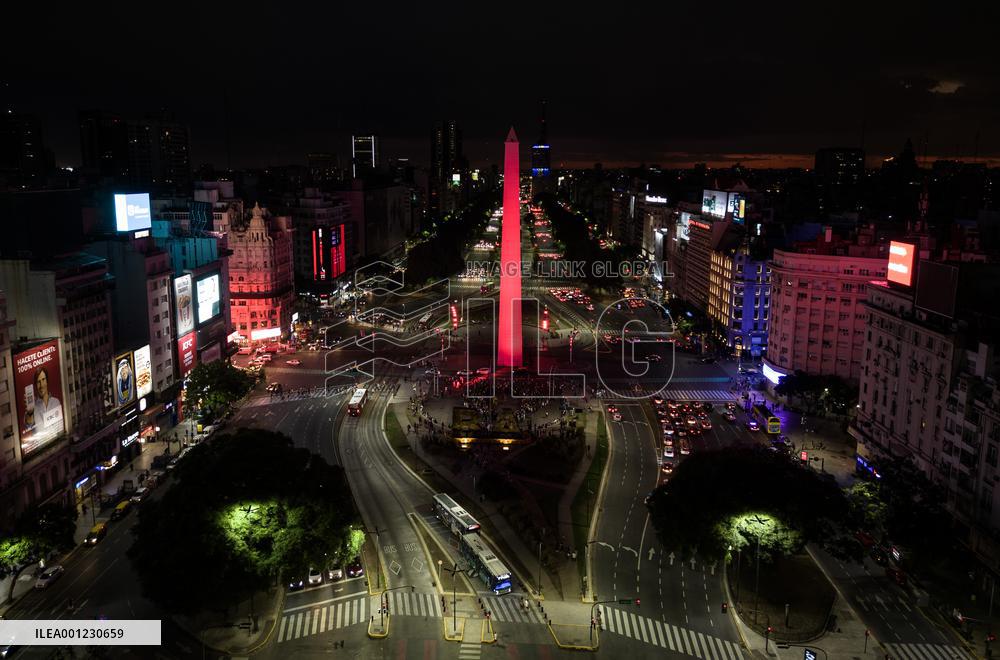 ARGENTINA-BUENOS AIRES-OBELISK-ILLUMINATION