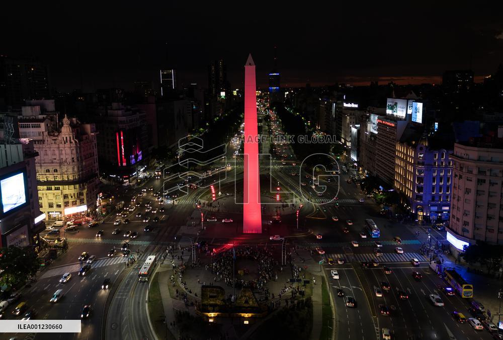 ARGENTINA-BUENOS AIRES-OBELISK-ILLUMINATION