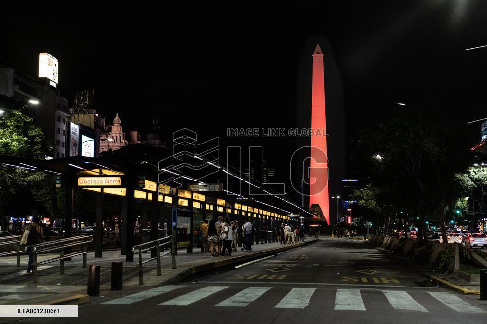 ARGENTINA-BUENOS AIRES-OBELISK-ILLUMINATION
