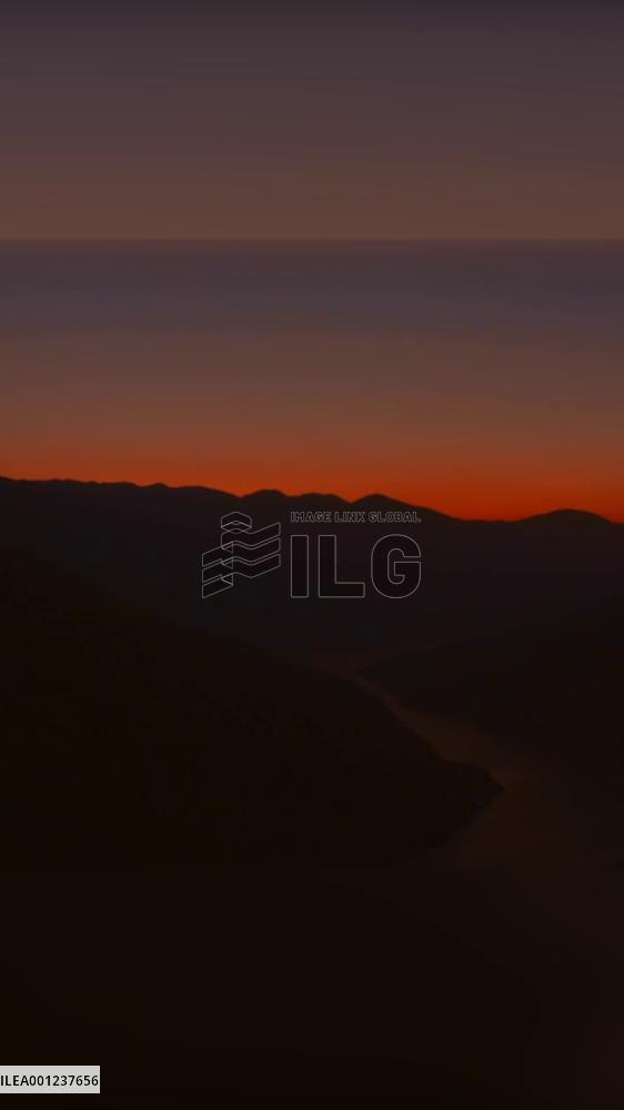 Glorious sunrise of Lancang River in China's Yunnan