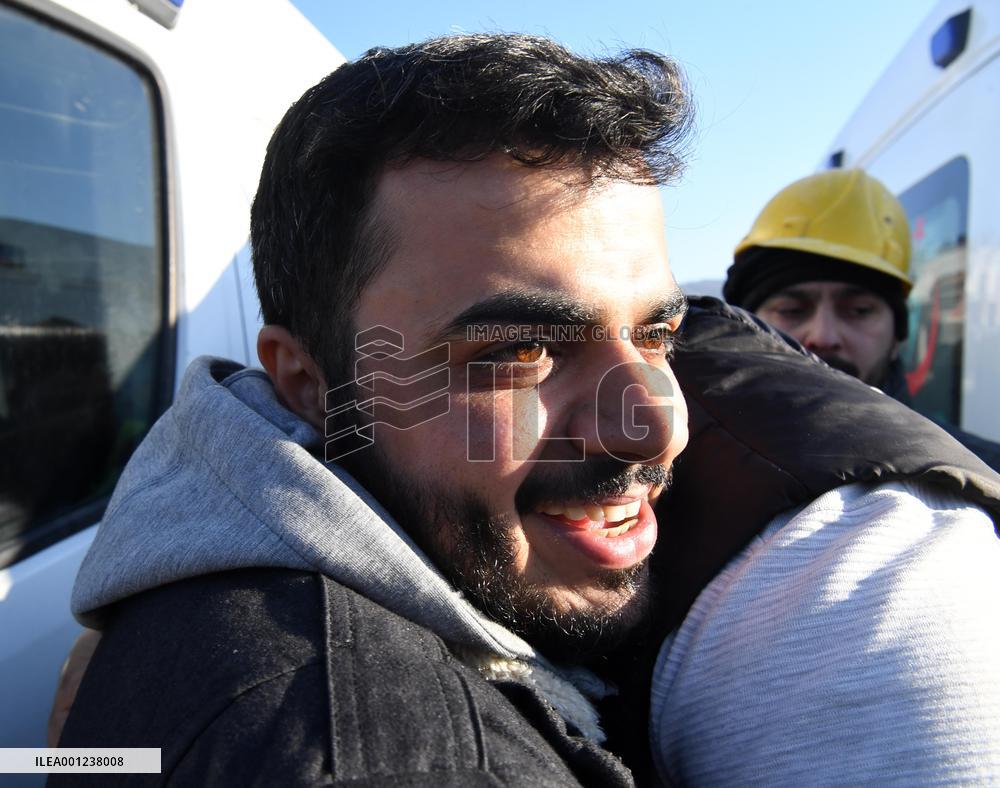 TÜRKIYE-HATAY-EARTHQUAKES-CHINESE RESCUE TEAM-WOMAN SURVIVOR-RESCUE