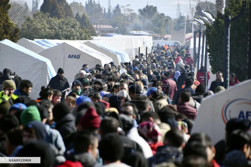 Scene at evacuation area in quake-hit Turkey