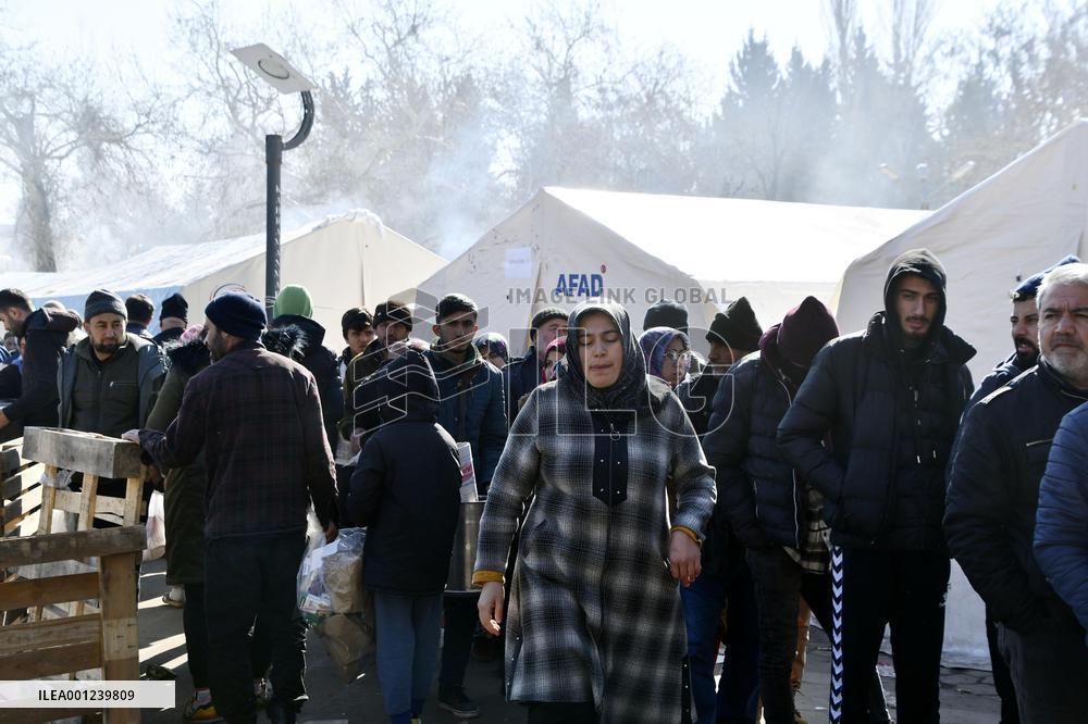 Scene at evacuation area in quake-hit Turkey