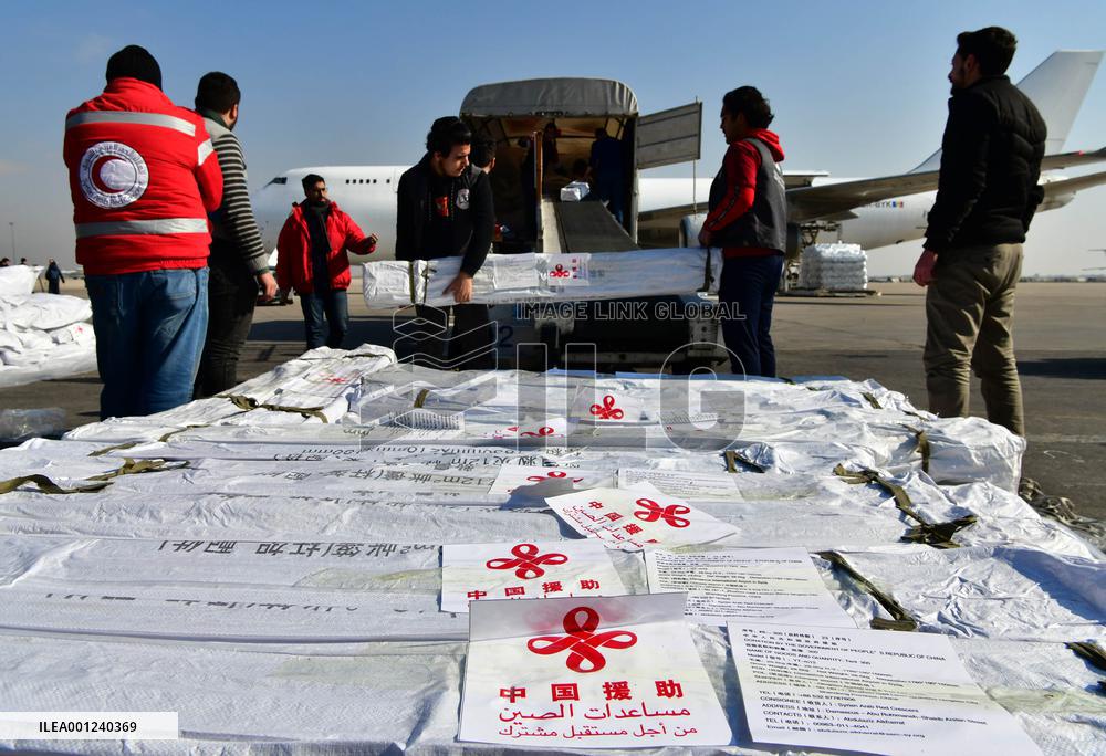 SYRIA-DAMASCUS-CHINA-HUMANITARIAN AID-ARRIVAL