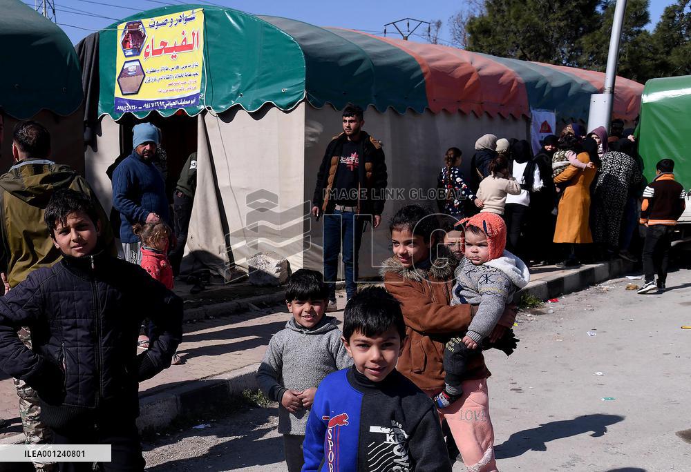 SYRIA-ALEPPO-EARTHQUAKE-DISPLACED CHILDREN