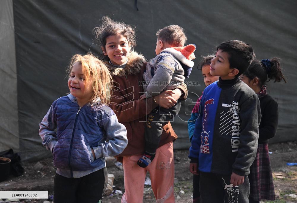 SYRIA-ALEPPO-EARTHQUAKE-DISPLACED CHILDREN