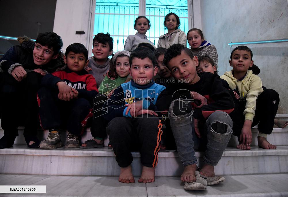 SYRIA-ALEPPO-EARTHQUAKE-DISPLACED CHILDREN