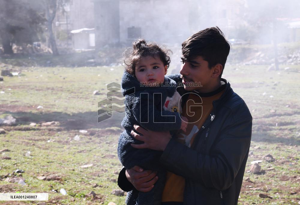 SYRIA-ALEPPO-EARTHQUAKE-DISPLACED CHILDREN