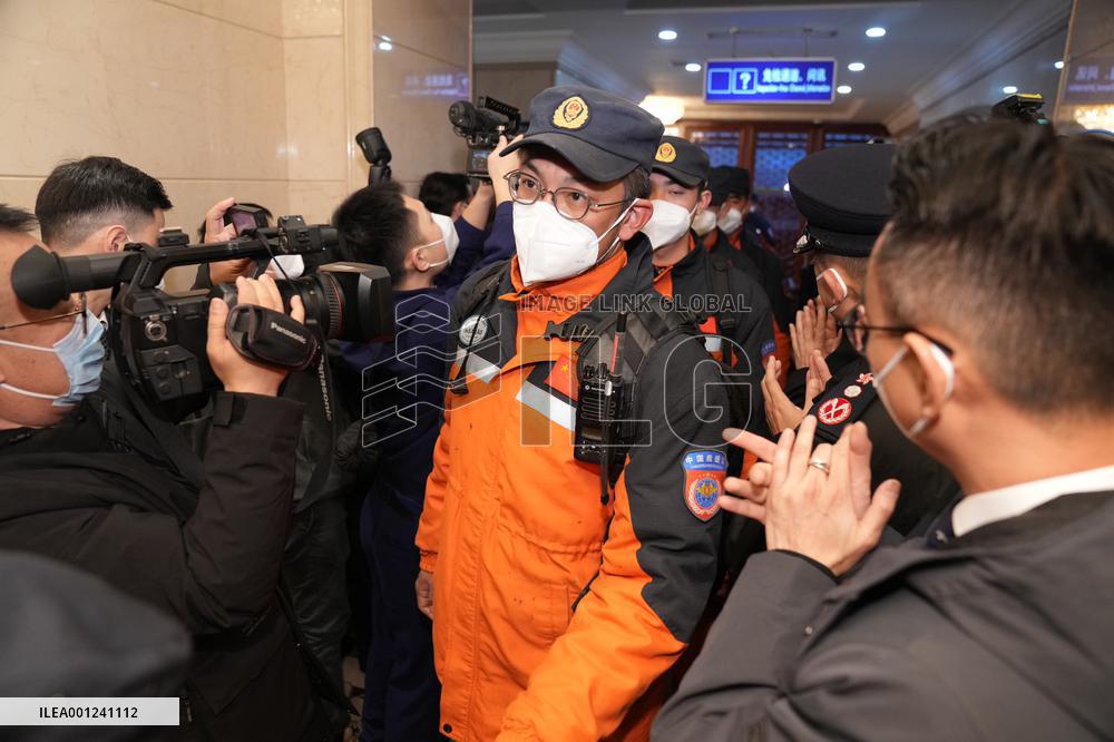 CHINA-BEIJING-TÜRKIYE-EARTHQUAKES-RESCUE TEAMS-RETURN (CN)