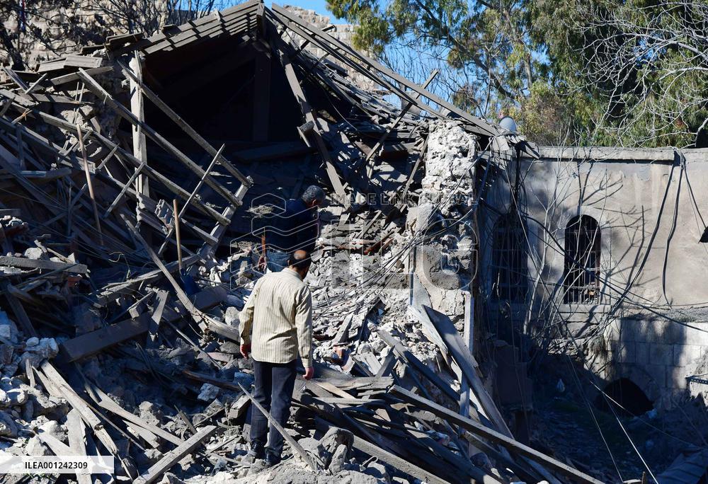SYRIA-DAMASCUS-ISRAELI ATTACK-HISTORIC CITADEL-DAMAGE