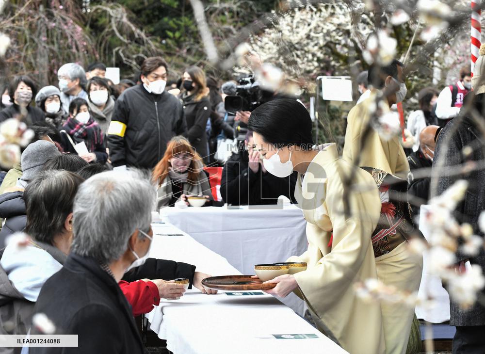 Plum blossom viewing at shrine
