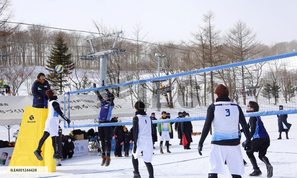 Snow volleyball match in Japan