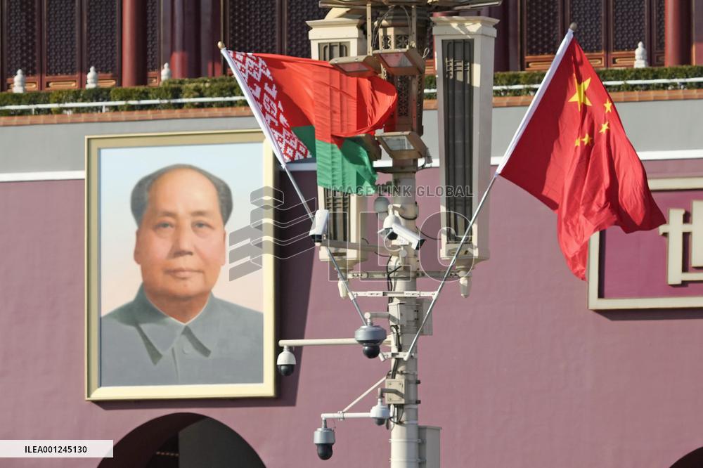 Belarusian, Chinese flags in Beijing