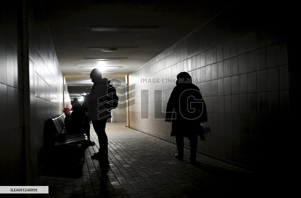 During an air-raid alert in Kiev.