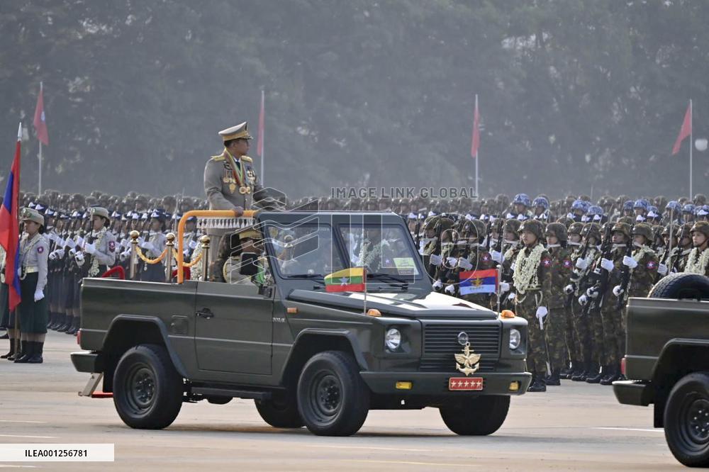 Myanmar junta chief at military parade