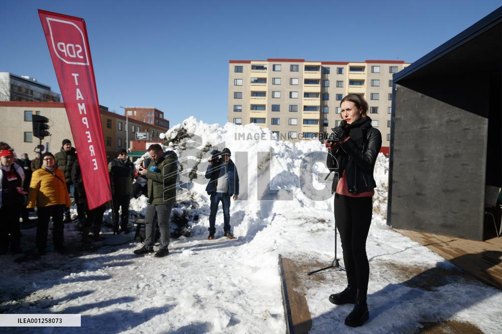 Finnish PM, SDP chairperson Sanna Marin campaigning in Tampere