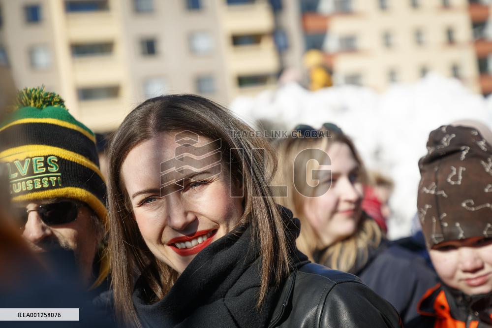 Finnish PM, SDP chairperson Sanna Marin campaigning in Tampere