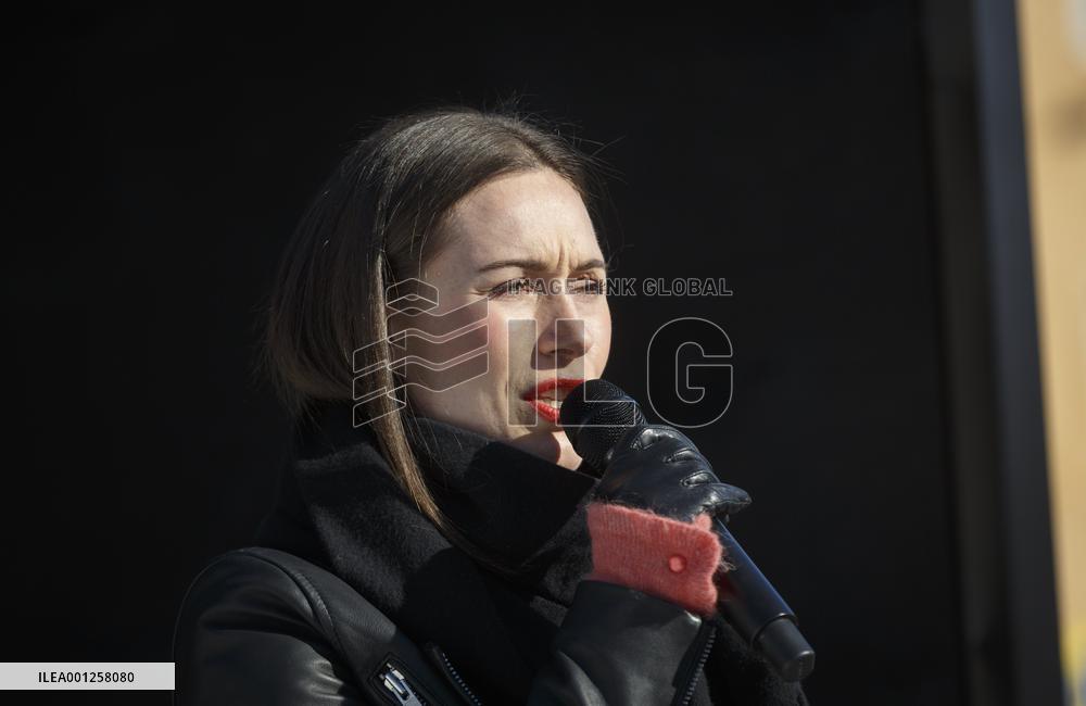 Finnish PM, SDP chairperson Sanna Marin campaigning in Tampere