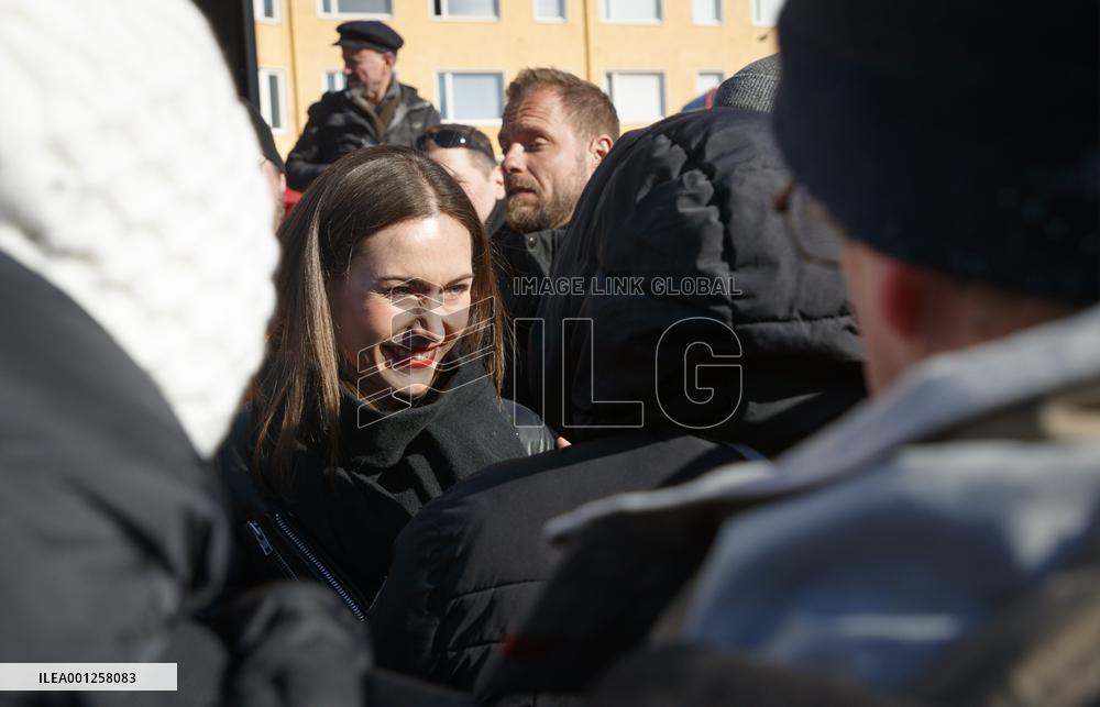 Finnish PM, SDP chairperson Sanna Marin campaigning in Tampere