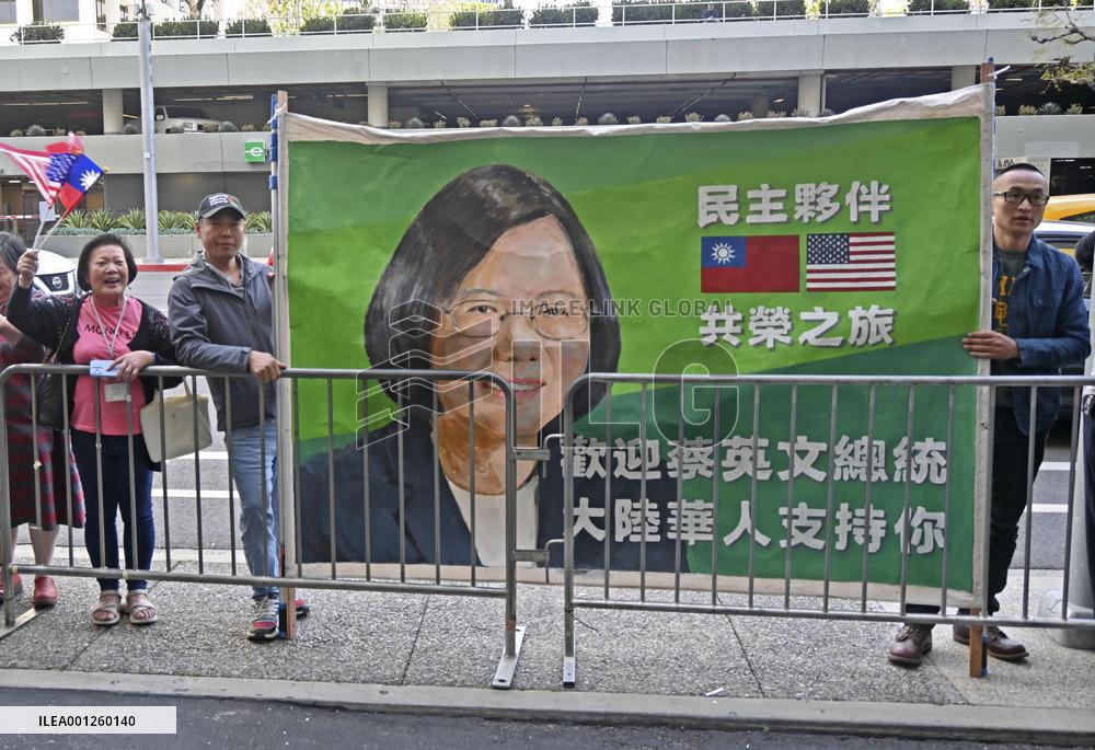 Taiwan president in U.S.