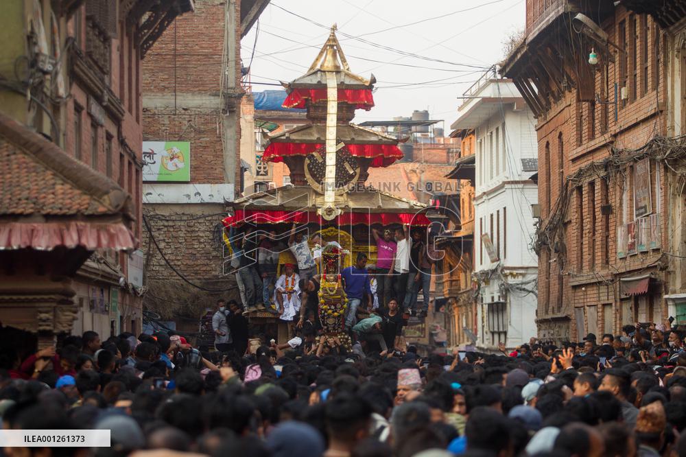 NEPAL-BHAKTAPUR-BISKET JATRA FESTIVAL