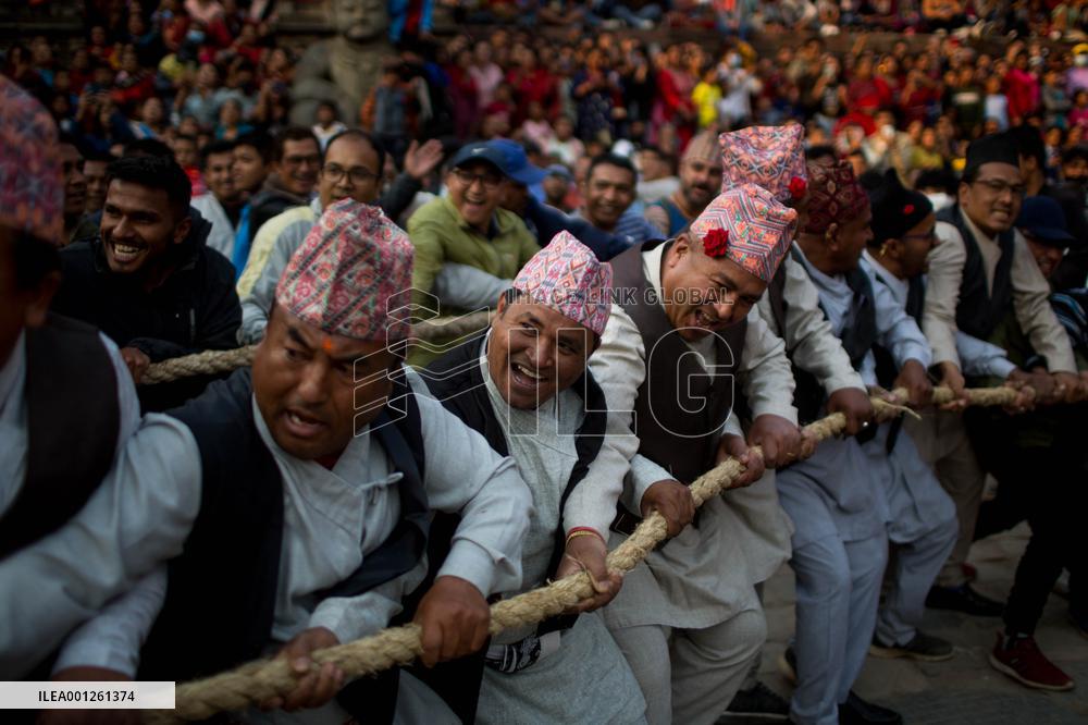 NEPAL-BHAKTAPUR-BISKET JATRA FESTIVAL
