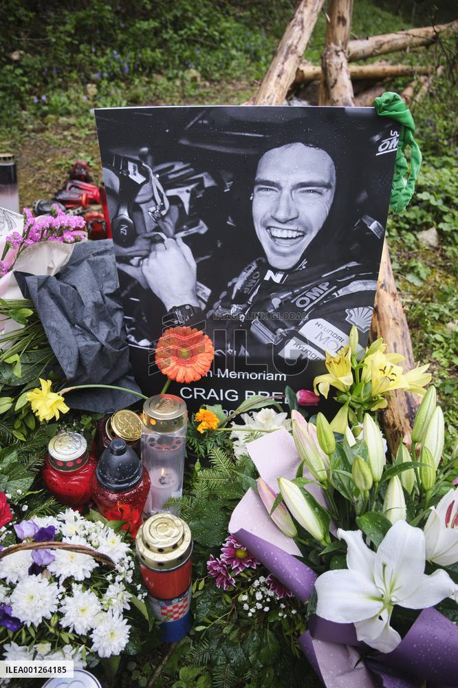 The place where Irish driver Craig Breen crashed and died