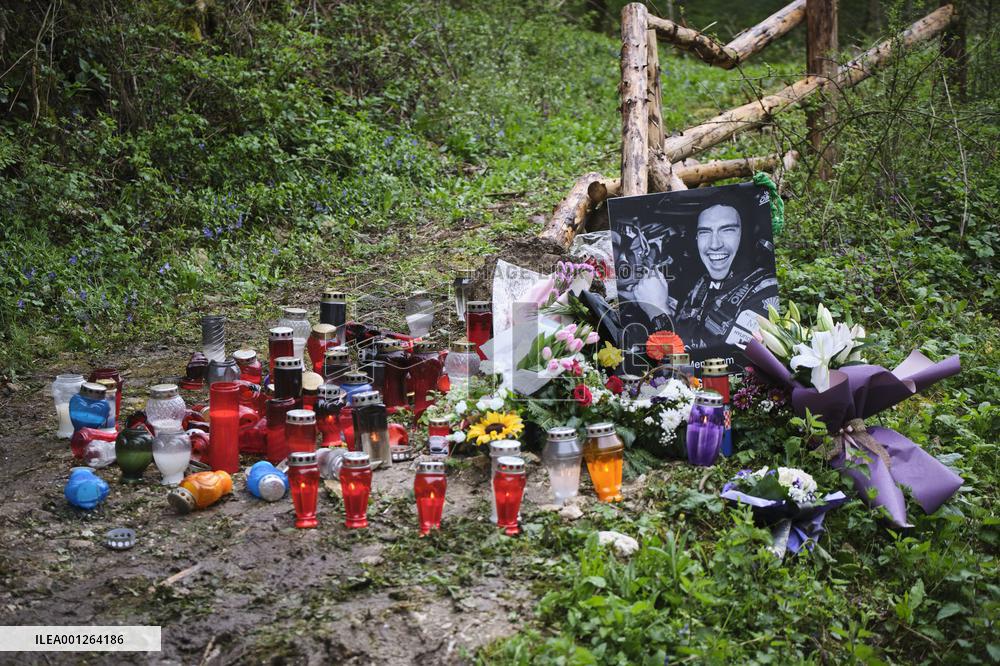 The place where Irish driver Craig Breen crashed and died