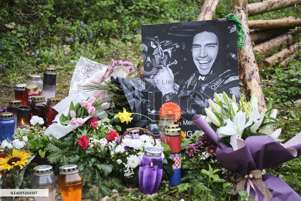 The place where Irish driver Craig Breen crashed and died