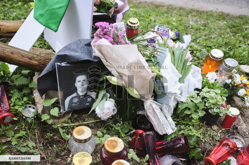 The place where Irish driver Craig Breen crashed and died