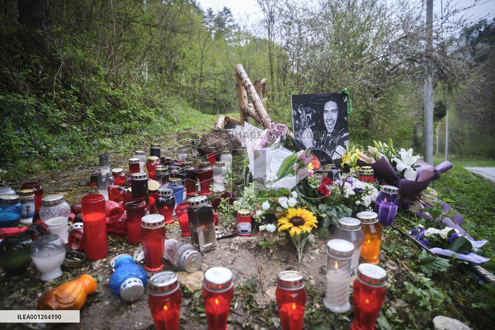 The place where Irish driver Craig Breen crashed and died