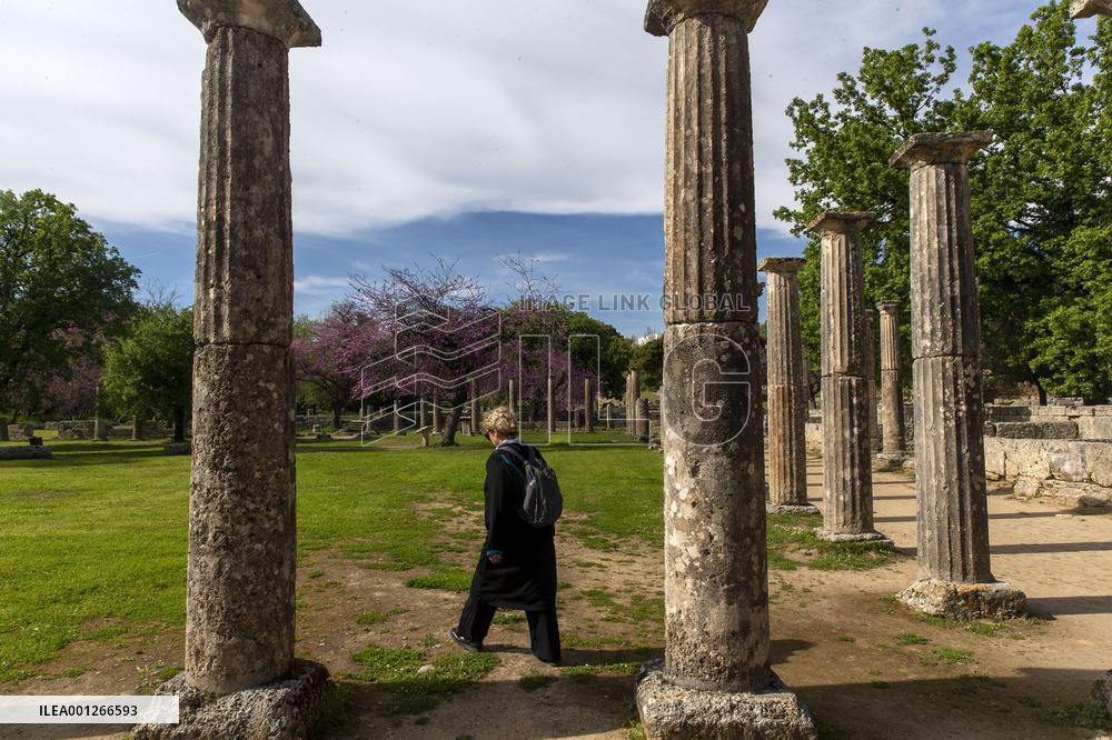 GREECE-ANCIENT OLYMPIA-ARCHAEOLOGICAL SITE-TOURISM