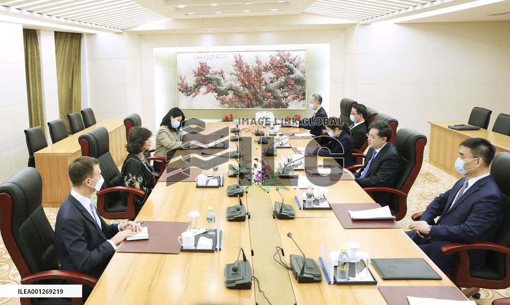 CHINA-BEIJING-QIN GANG-UN SPECIAL ENVOY FOR MYANMAR-MEETING (CN)
