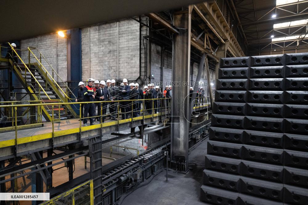 President Macron visiting the Aluminium Dunkerque factory