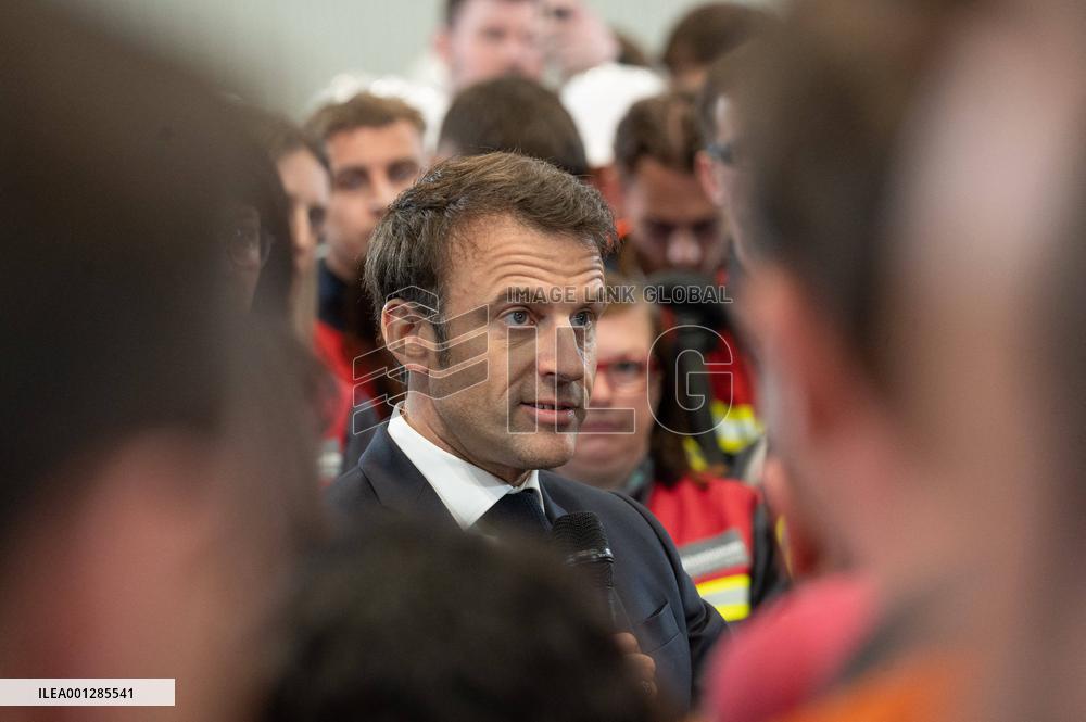 President Macron visiting the Aluminium Dunkerque factory