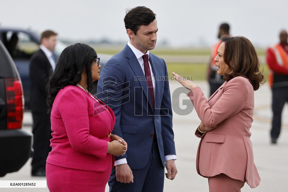 US Vice President Kamala Harris speaks at Democratic Party events in Atlanta.