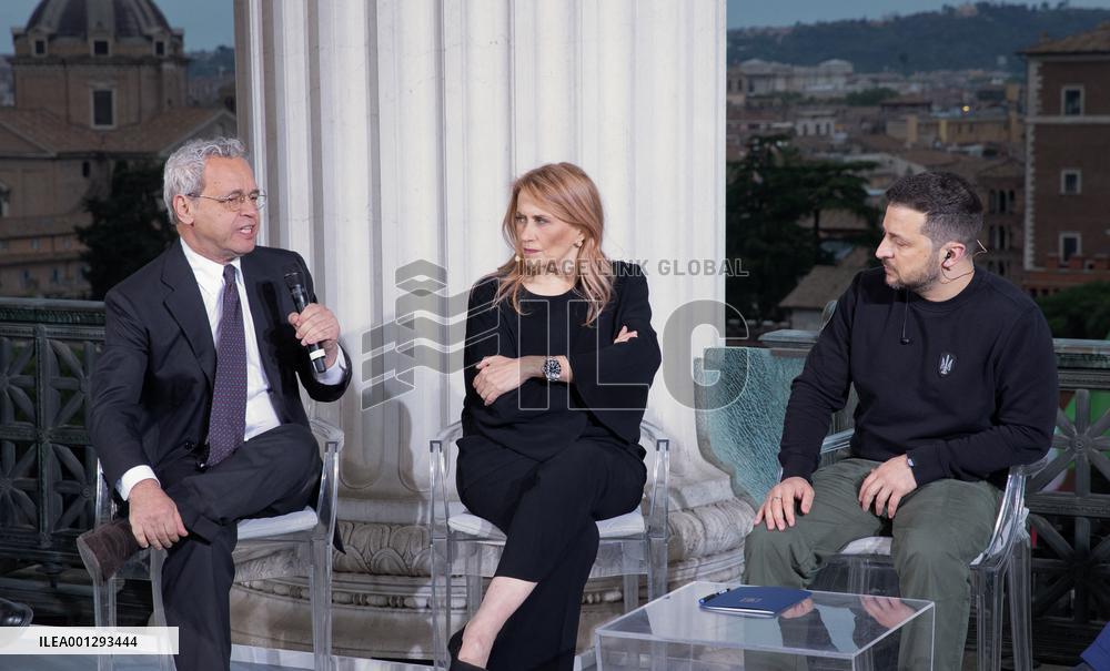 Zelensky At "Special Porta A Porta" - Rome