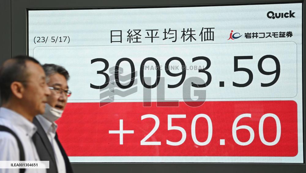 Nikkei ends above 30,000 for 1st time since Sept. 2021