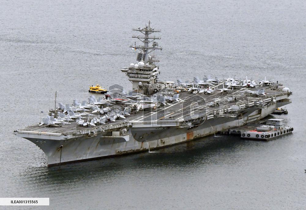 U.S. Navy aircraft carrier Nimitz at Sasebo port