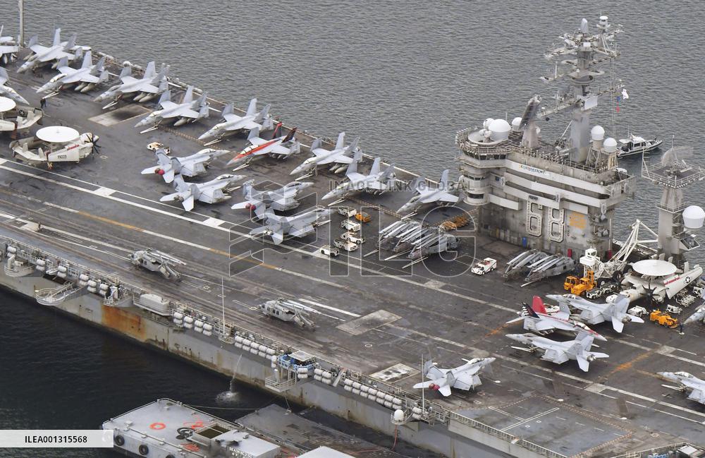 U.S. Navy aircraft carrier Nimitz at Sasebo port