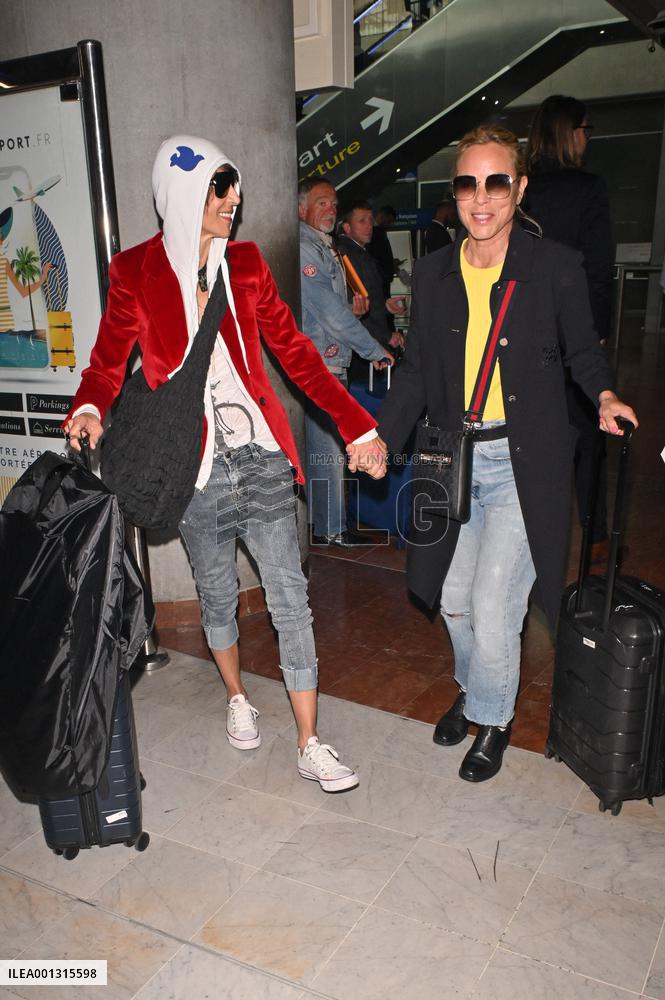 Cannes Dominique Crenn And Maria Bello At Nice Airport