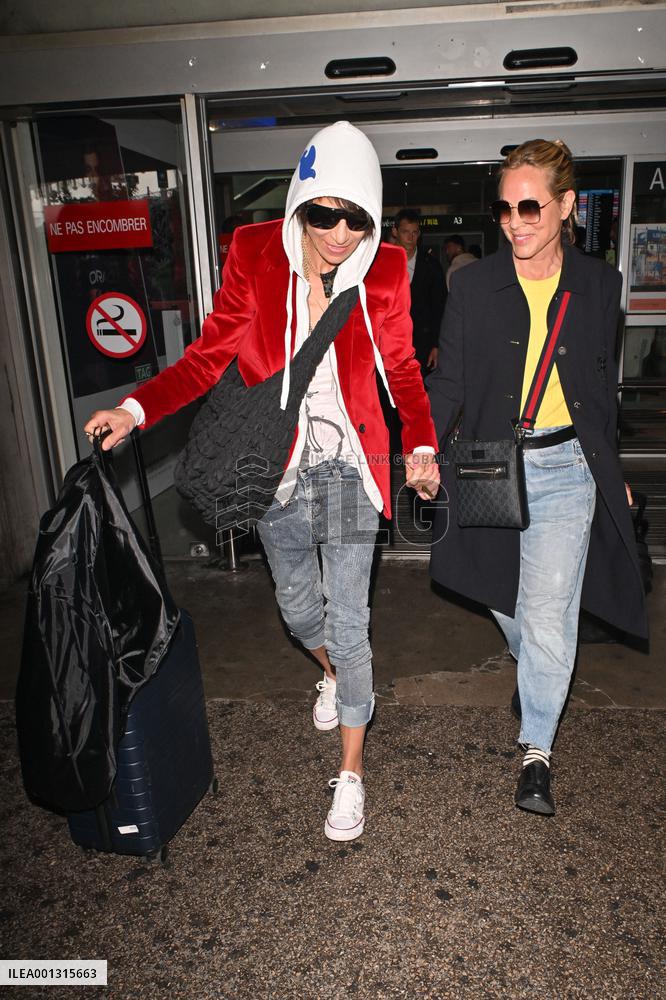 Cannes Dominique Crenn And Maria Bello At Nice Airport