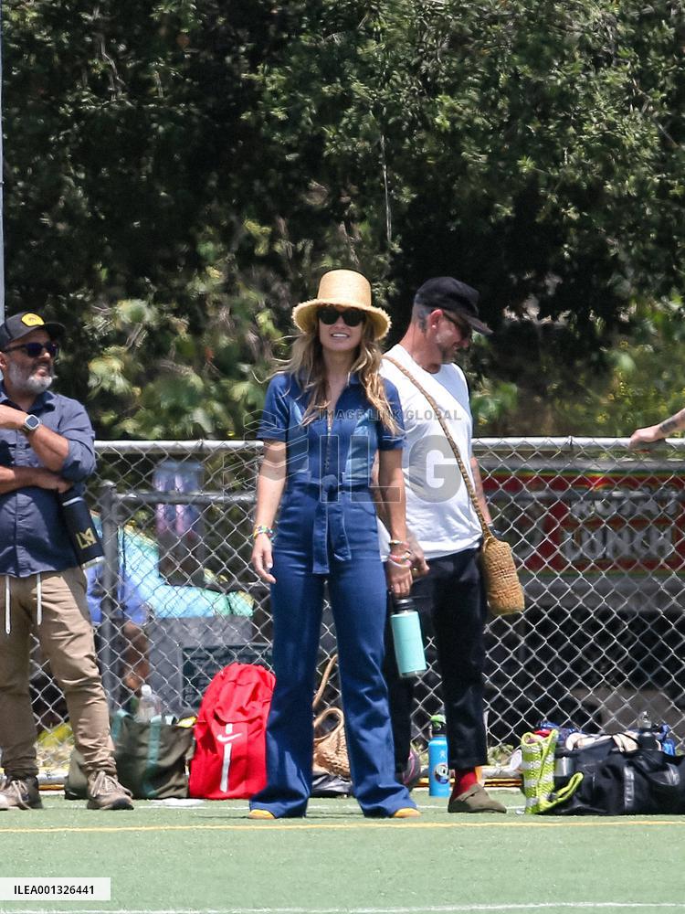 Olivia Wide And Jason Sudeikis At Their Son  Football Game - LA