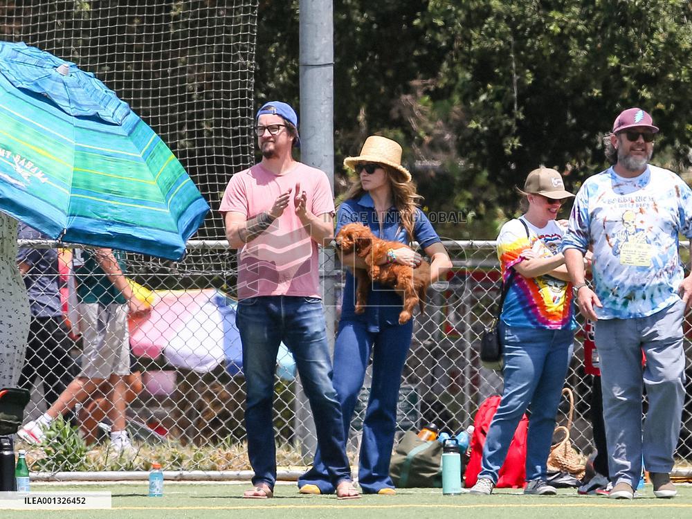 Olivia Wide And Jason Sudeikis At Their Son  Football Game - LA